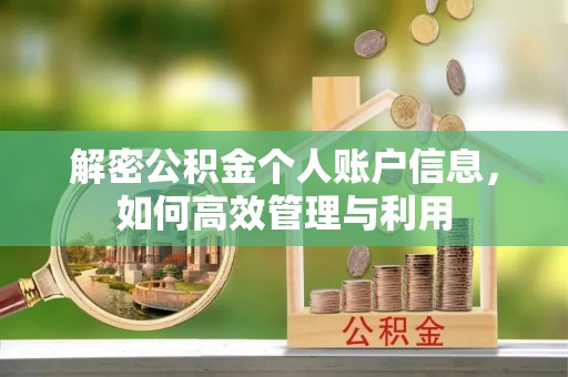 汾阳解密公积金个人账户信息，如何高效管理与利用
