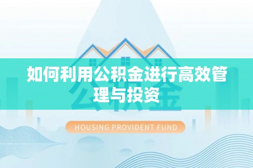 汾阳如何利用公积金进行高效管理与投资
